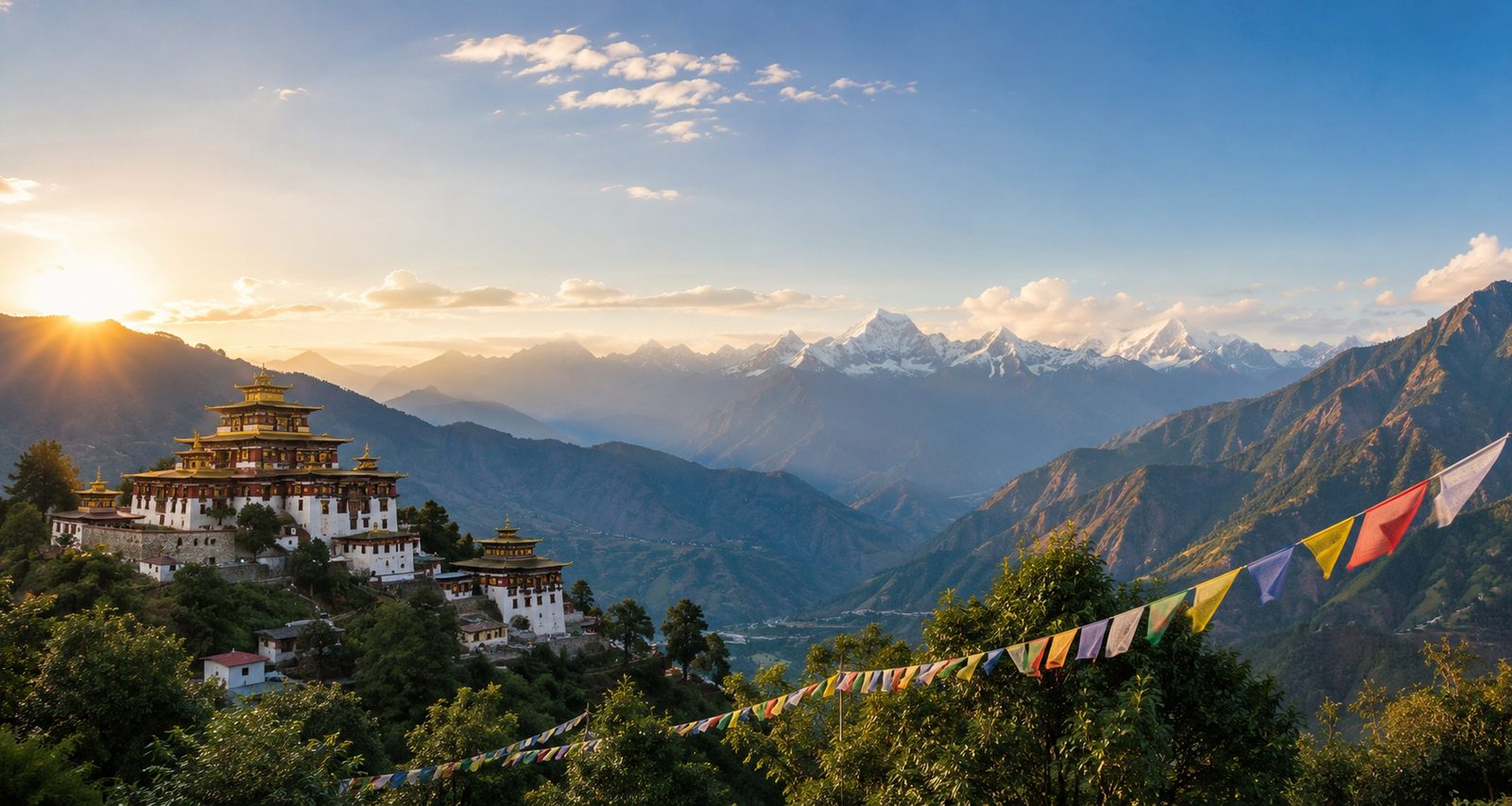 Mountain monastery at sunset