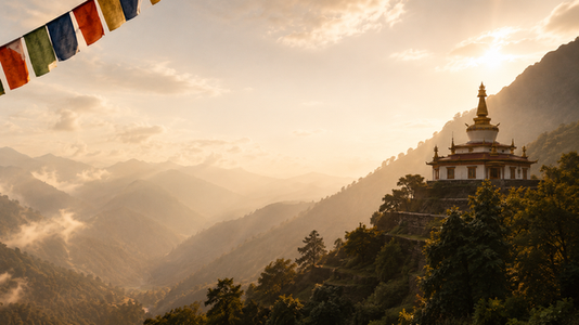 Temple at golden sunset